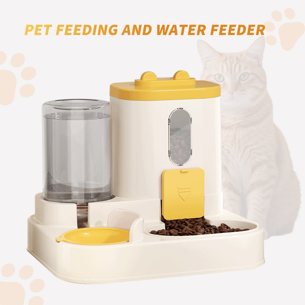 Distributeur de nourriture pour chat 2 en 1 entièrement automatique - Système intégré d'alimentation en eau et en nourriture - Accessoires pour chat, distributeur d'eau mignonEX-STOCK Canada 