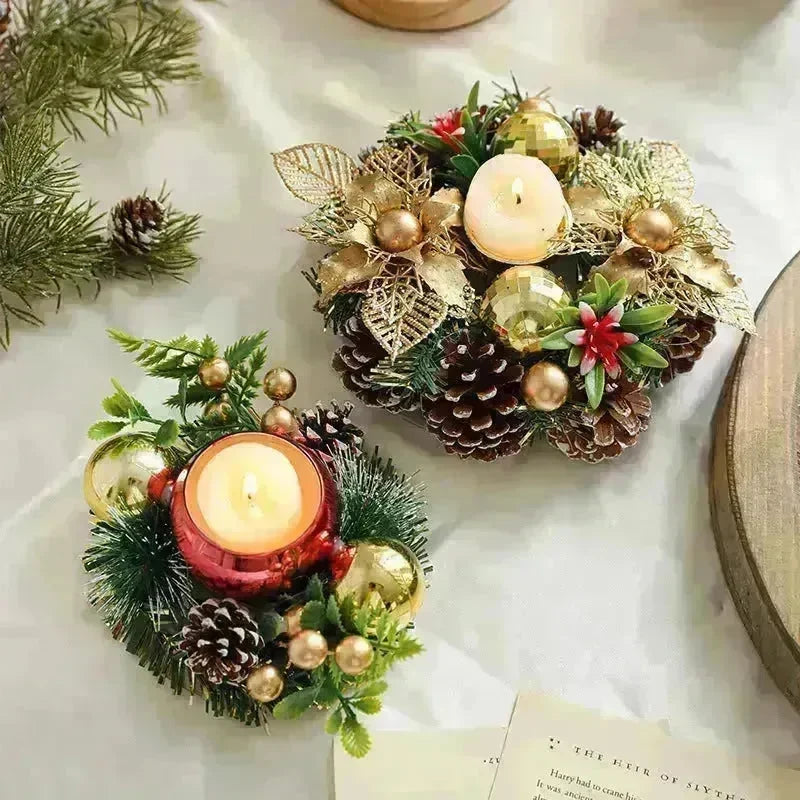 Christmas candle wreath Xmas New Year candle holders decors - EX-STOCK CANADA