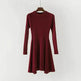 Autumn Winter Round neck Slim fit Mini Flared Sweater Dress - EX-STOCK Canada