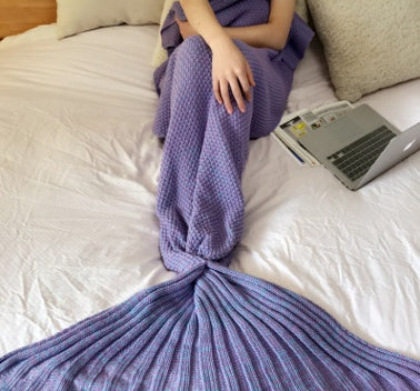 Hot Mermaid Blanket Handmade Knitted Sleeping Wrap TV Sofa Mermaid Tail Blanket Kids AdultBaby Crocheted Bag Bedding Throws Bag EX-STOCK Canada 
