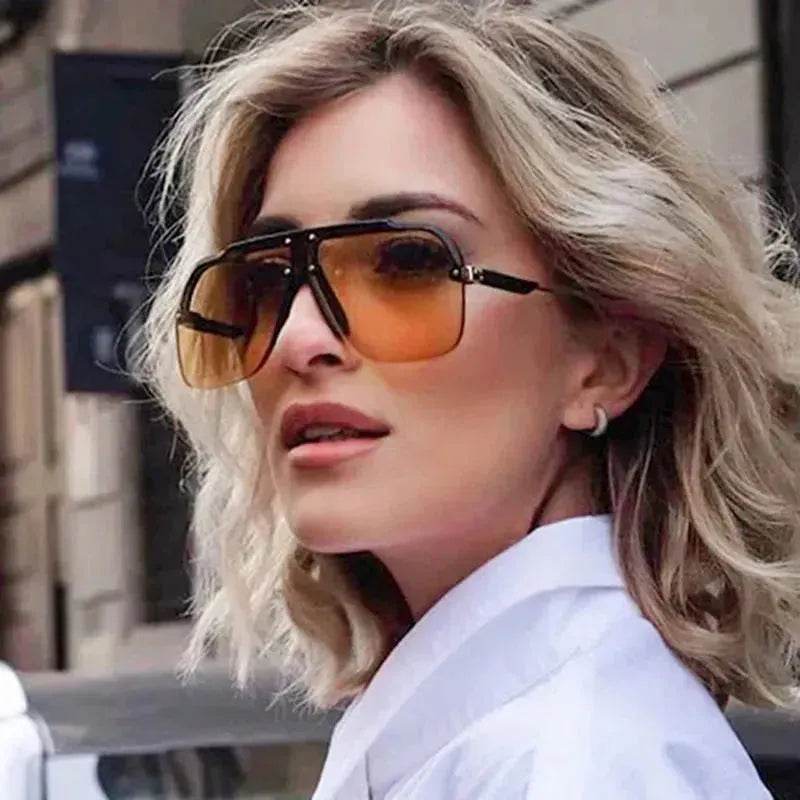Premium Rimless Oversized Aviator Sunglasses for Women, PC Lens UV Protection Women’s Shade - EX-STOCK Canada