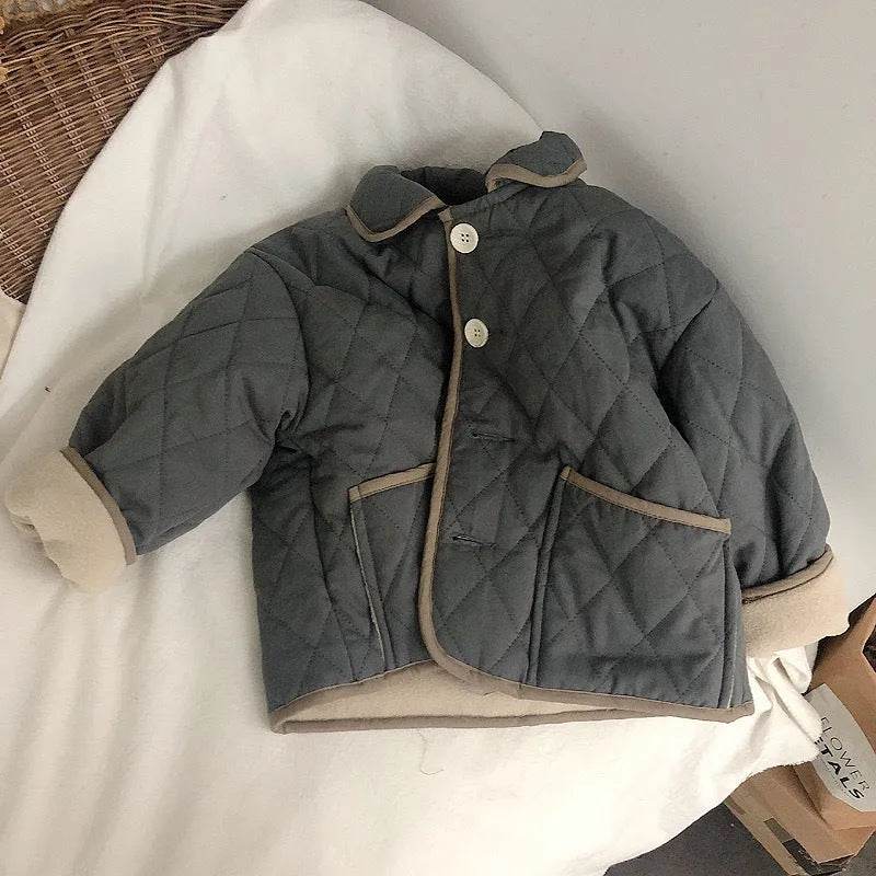 Coat Girls' Cashmere Cotton-padded Coat Lapel Warm Coat - EX-STOCK Canada