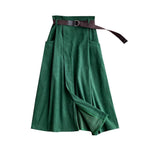 Solid Color Leisure Artistic Pocket High Waist Irregular flared Midi Skirt for work women - EX-STOCK Canada
