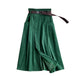 Solid Color Leisure Artistic Pocket High Waist Irregular flared Midi Skirt for work women - EX-STOCK Canada