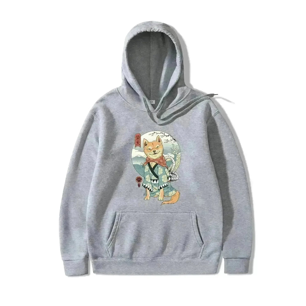 Women Shiba Inu Dog Illustration Printed Casual Hooded Sweater - EX-STOCK CANADA
