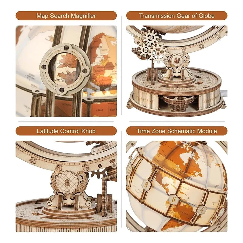 Robotime ROKR Luminous Globe 3D Wooden Puzzle Games Assemble Model Buliding Kits Toys Gift for Children Boy Support DropShipping - EX-STOCK CANADA
