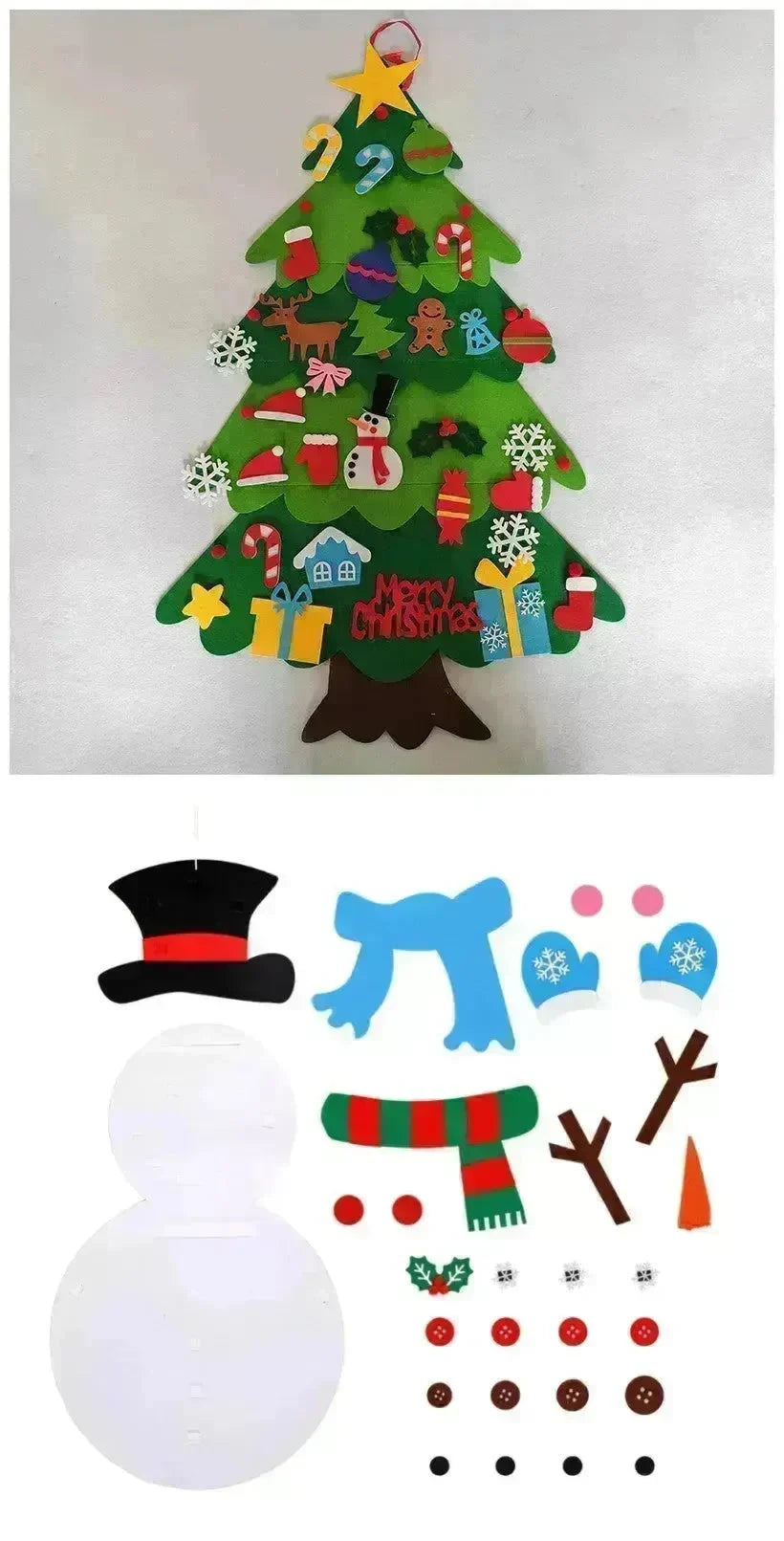 DIY Felt Christmas Tree New Year Toddler Kids Handmade Gift Toys Door Wall Hanging Ornaments Holiday Party Home Decor Set - EX-STOCK CANADA
