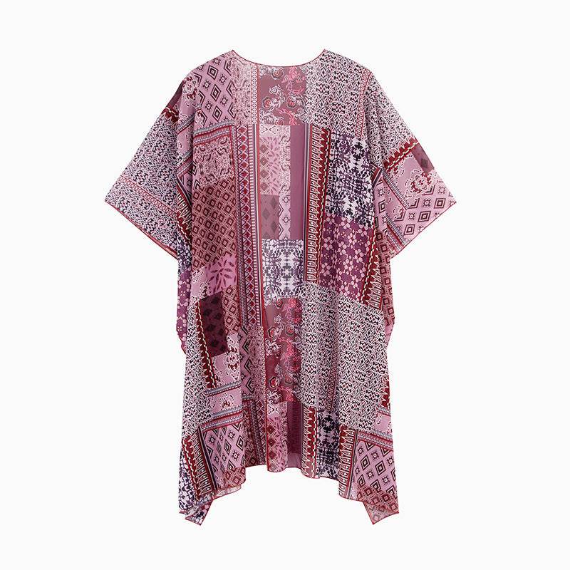 Spring Summer Printed Sun Protection Beach Kimono Cardigan Blouse top Women - EX-STOCK Canada