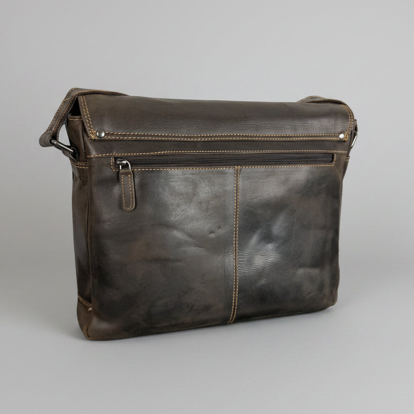 Greenwood Leather Laptop Bag. Premium Waxed Full-Grain Leather Briefcase for 16" Laptops 