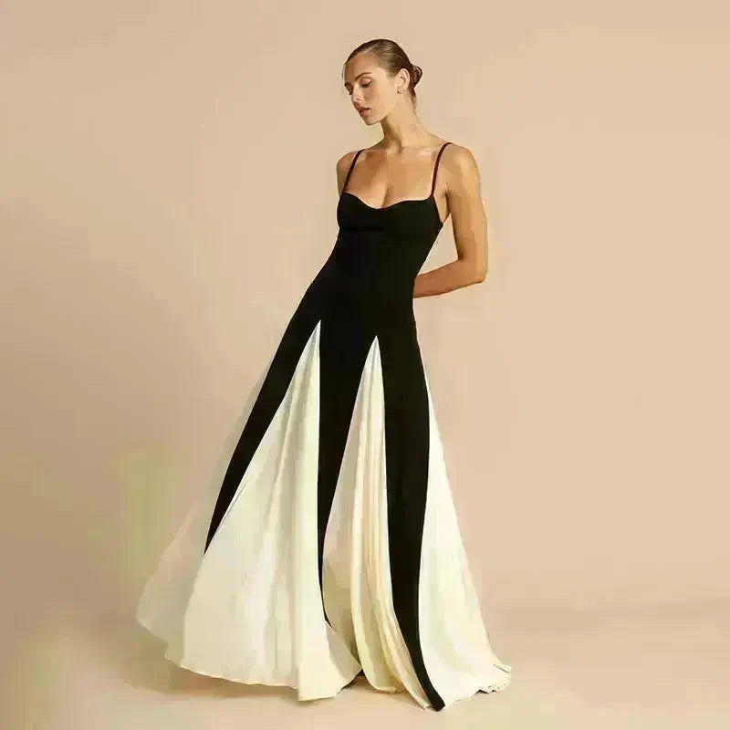 Luxury Women Sleeveless Color Contrast Sling Dress for Wedding Cocktail Evening Party events - EX-STOCK CANADA
