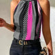 Women's Polka Dot Color Matching  High Neck tops for Elegant Women Classy Halter Neck Tops for Women - EX-STOCK CANADA
