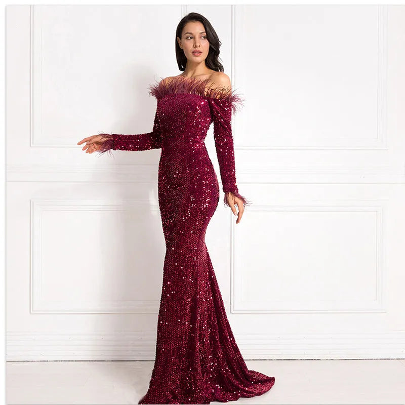 Off shoulder sequins Mermaid Formal Party dress - EX-STOCK CANADA