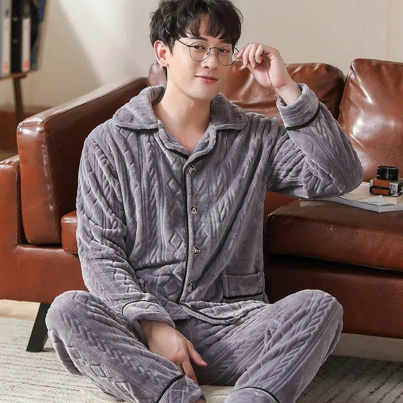 Flannel warm and thickened men's pajamas - EX-STOCK Canada