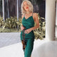 Women's Satin Drape Cowl Neck Sleeveless summer dress Strappy Cami Split Slit Party Midi Dress - EX-STOCK CANADA