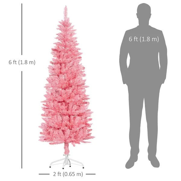 6ft Tall Pencil Artificial Christmas Tree With 479 Branch Tips With Steel Base EX-STOCK Canada 