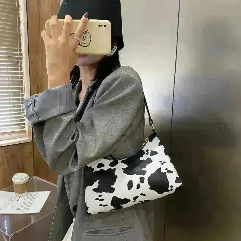 Fashionable Leather Small Leopard Print square underarm bag - EX-STOCK CANADA