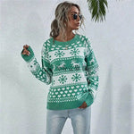 Elk Autumn And Winter New Knitted Round Neck Women's Christmas Snowflake Pullover Women's Sweater - EX-STOCK Canada