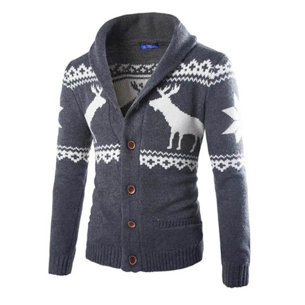 Men's fawn Deer Button Christmas cardigan sweater - EX-STOCK Canada