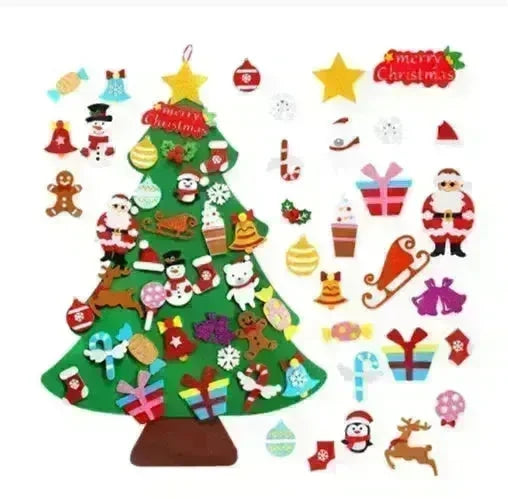 DIY Felt Christmas Tree New Year Toddler Kids Handmade Gift Toys Door Wall Hanging Ornaments Holiday Party Home Decor Set - EX-STOCK CANADA