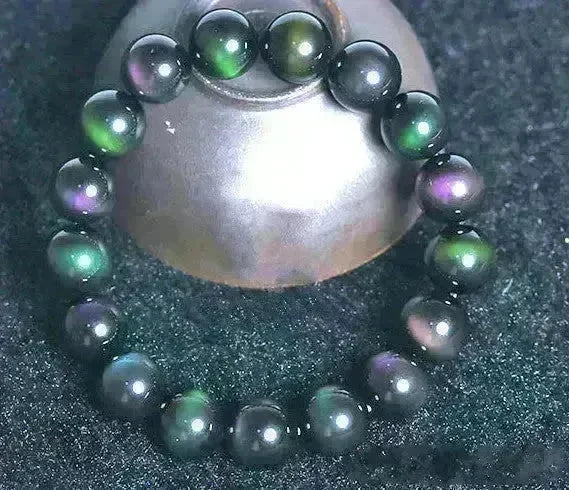 Rainbow Purple Green Eye Obsidian Bracelet - EX-STOCK CANADA