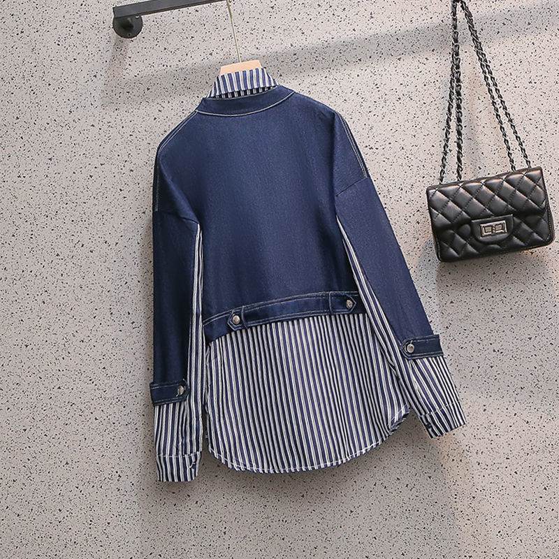 Casual Denim Jacket Fake Two-piece Suit Women EX-STOCK Canada 