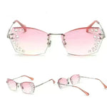 Fashion Trendy Classy Frameless Crystal Sunglasses Women Shades Rimless Rhinestone Sun Glasses Female diamonds Party Eyewear - EX-STOCK CANADA
