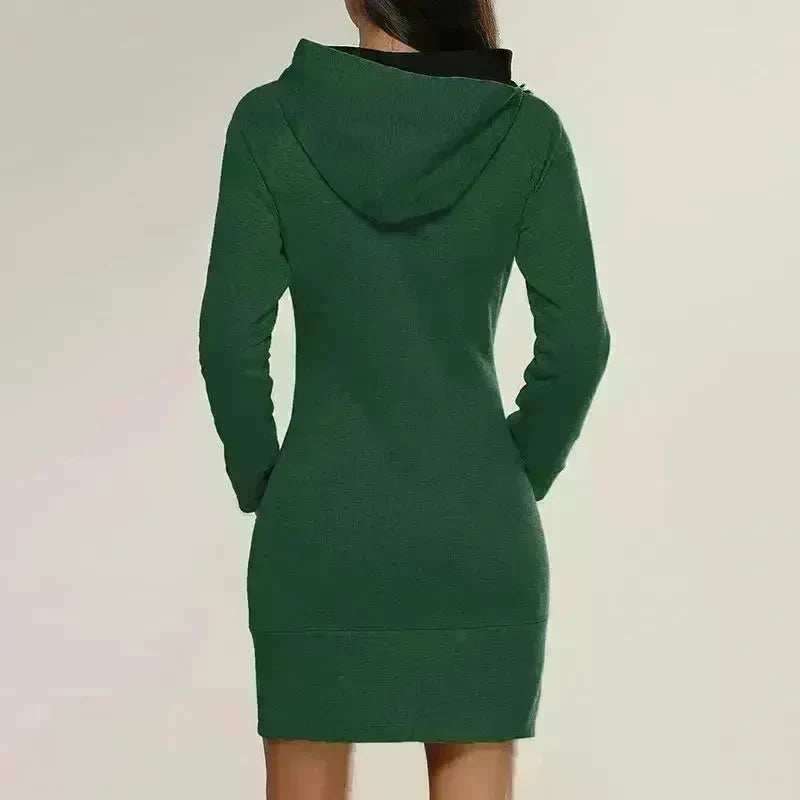 Women New hooded zipper pullover mid-length sweater - EX-STOCK CANADA