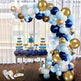 Blue & Gold Balloon Arch Kit – 12" Party Decoration Set with Ribbons & Glue
