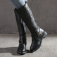 Women's Knee-High Riding Boots – Buckle Strap, Back Zipper | Brown, Black, Tan
