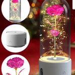 Creative 2 In 1 Rose Flowers LED Light And Bluetooth-compatible Speaker Valentine's Day Gift Rose Luminous Night Light Ornament In Glass Cover - EX-STOCK CANADA