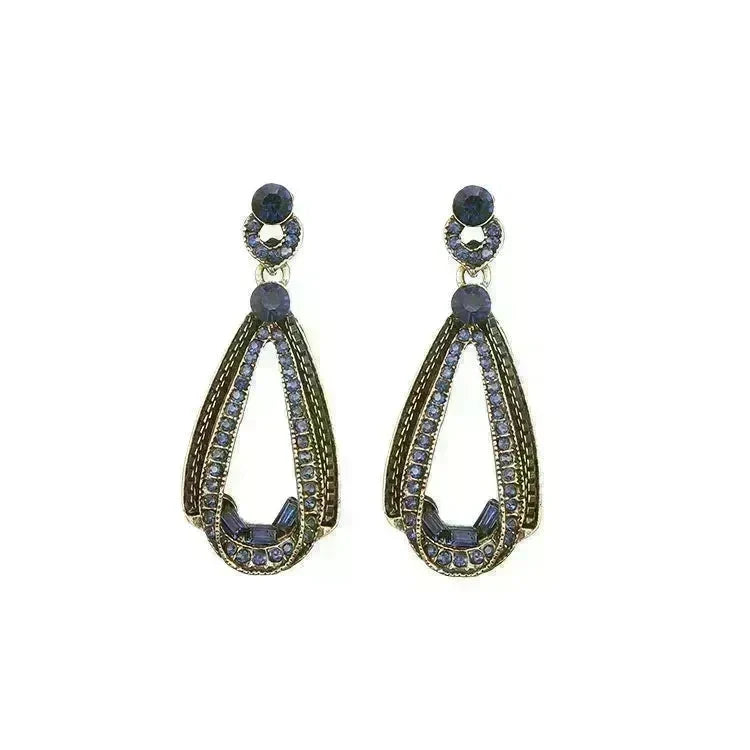 Retro Diamond Irregular Drop Silver Stud Earrings - EX-STOCK CANADA