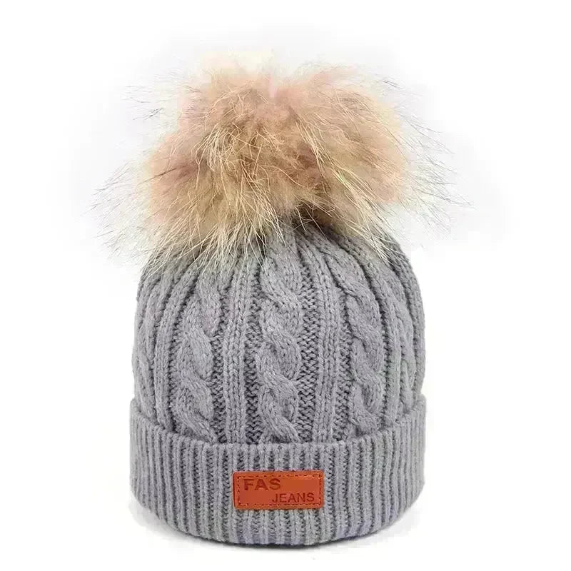 Children Winter Hat kids beanies Kids winter hat baby boy and girl warm woolen beanies faux fur beanies - EX-STOCK CANADA