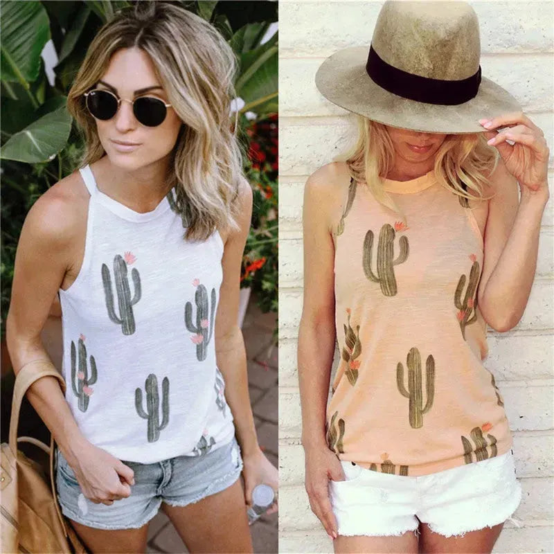 Summer Halter neck blouse top  Cactus Print Women - EX-STOCK CANADA