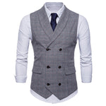 Men's Slim Fit Business Waistcoat – Double Breasted Suit Vest grey