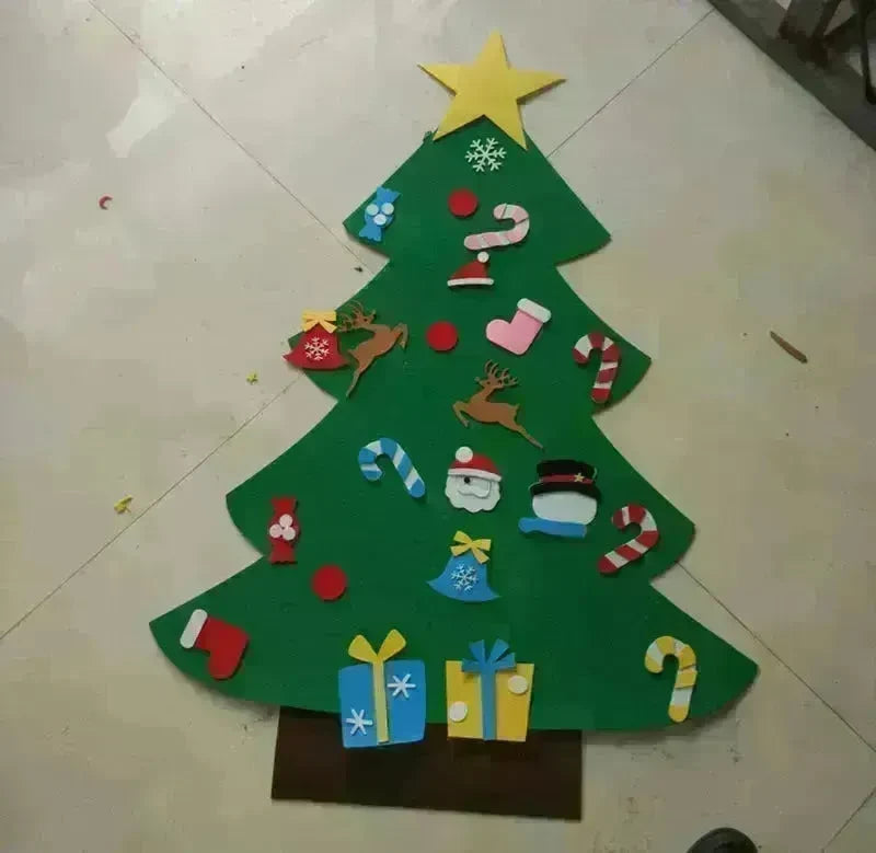 DIY Felt Christmas Tree New Year Toddler Kids Handmade Gift Toys Door Wall Hanging Ornaments Holiday Party Home Decor Set - EX-STOCK CANADA