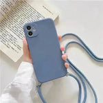 Solid Color Diagonal Lanyard Phone Case Silicone Couple Phone Case - EX-STOCK CANADA