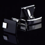 Men's Black Agate Cufflinks – 18mm Square Business French Cufflinks | Canada & USA