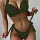 European And American Solid Color Neck Bikini Strap Split Hard Cup Crimp Swimsuit - EX-STOCK CANADA