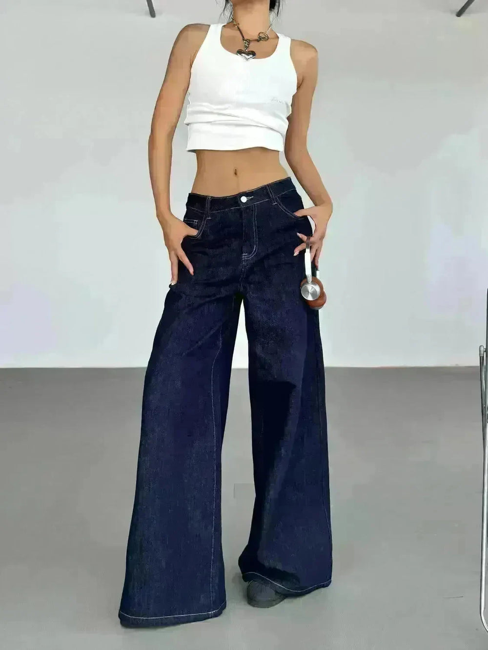 Fashion American Retro Wide Leg Baggy Jeans Pant For Women - EX-STOCK CANADA