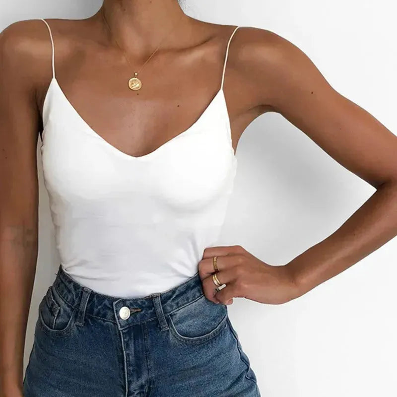Satin Women Thin Wild Solid Camis Vest Women Tank Tops - EX-STOCK CANADA