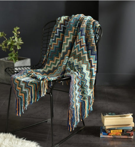 Fringed Knitted Small Blanket Napping Blanket Sofa Blanket EX-STOCK Canada 