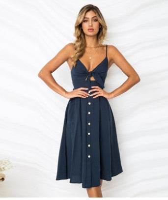 Women Summer cocktail dresses Spaghetti strap Midi Vacation Resort Sundress - EX-STOCK Canada