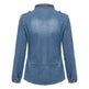 Fitted Zip up Lapel Women Denim Jacket - EX-STOCK CANADA