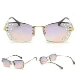 Fashion Trendy Classy Frameless Crystal Sunglasses Women Shades Rimless Rhinestone Sun Glasses Female diamonds Party Eyewear - EX-STOCK CANADA