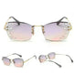 Fashion Trendy Classy Frameless Crystal Sunglasses Women Shades Rimless Rhinestone Sun Glasses Female diamonds Party Eyewear - EX-STOCK CANADA