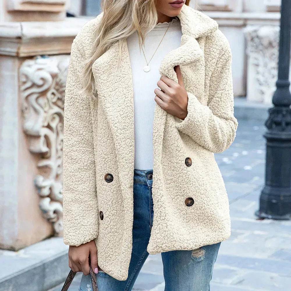 Lapel Winter Fleece Fluffy Jacket Cardigan Sweater for women - EX-STOCK Canada