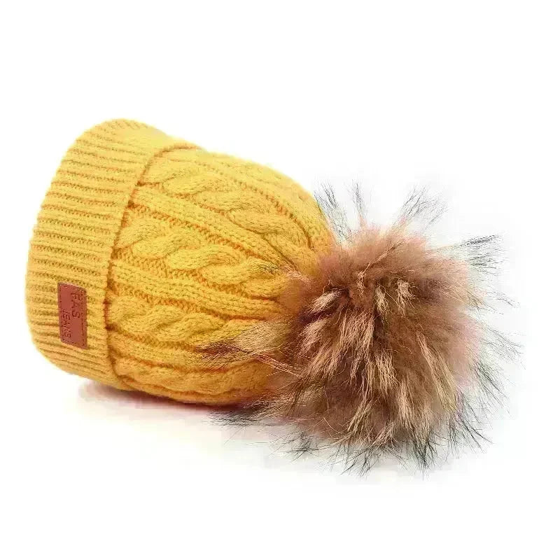 Children Winter Hat kids beanies Kids winter hat baby boy and girl warm woolen beanies faux fur beanies - EX-STOCK CANADA