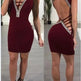 Sexy Slim Ladies Deep V-neck Bodycon Party Dresses Women Summer Sleeveless Hollow Out Backless Package Hip Dress Clubwear - EX-STOCK CANADA