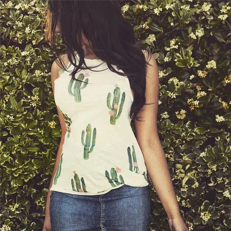 Summer Halter neck blouse top  Cactus Print Women - EX-STOCK CANADA