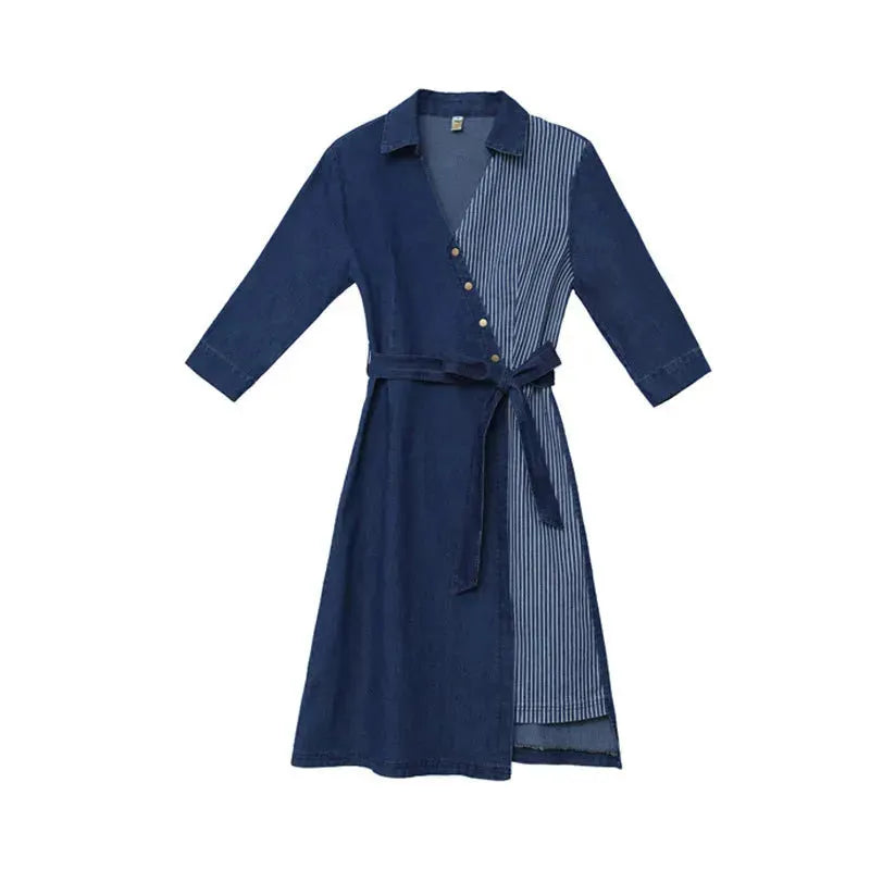 Casual Fashion Slim denim Wrap dress - EX-STOCK CANADA